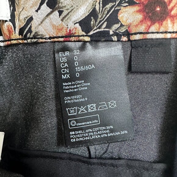 NWT H&M Black & Pink Floral Ankle Length Slacks - Picture 10 of 15